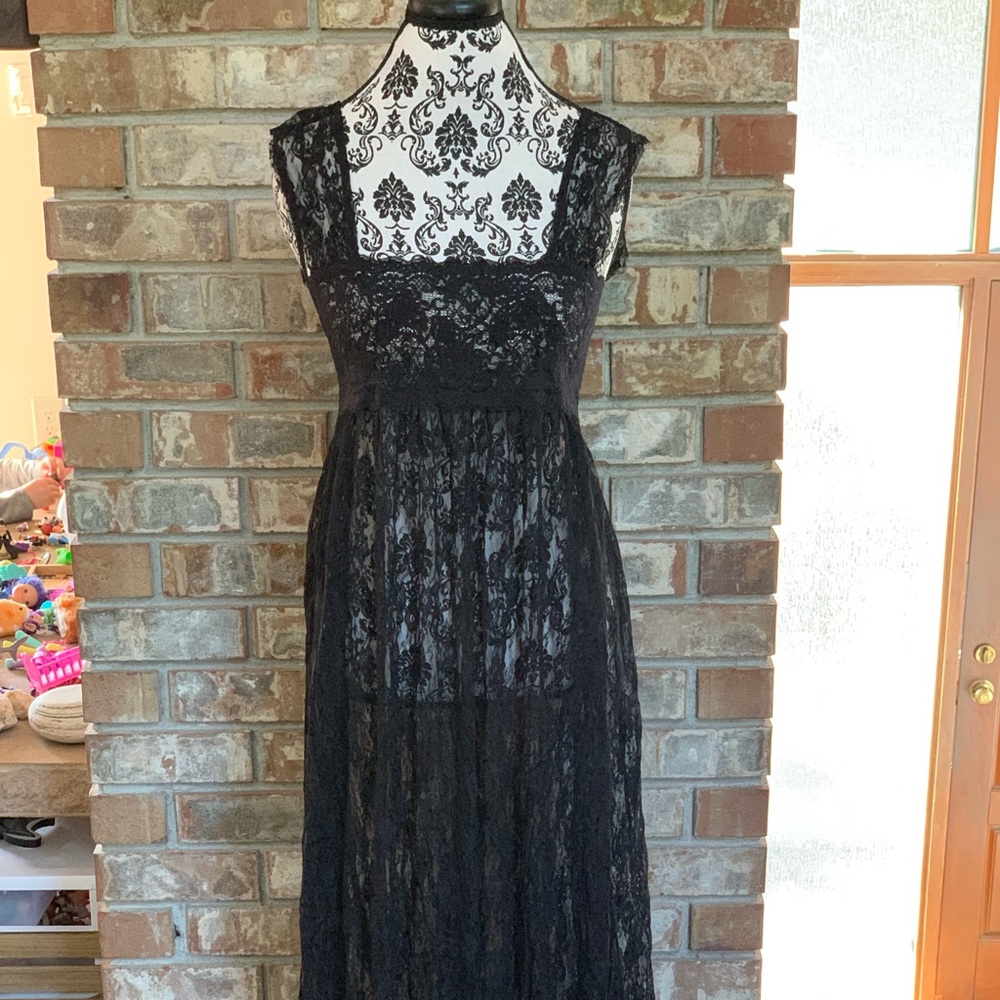 Free people black lace dress/ night gown